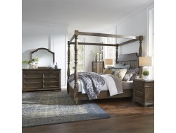 Homestead Queen Canopy Bed, Dresser & Mirror, Chest, Night Stand