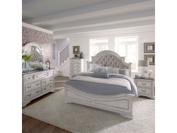 Magnolia Manor Upholstered Bed, Dresser & Mirror, Chest, NS
