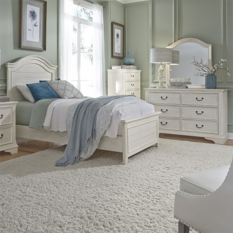 Bayside Youth Panel Bed, Dresser & Mirror